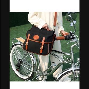 TOURBON Waterproof Canvas Commuter Double Pannier Bag (Black) NWOT.